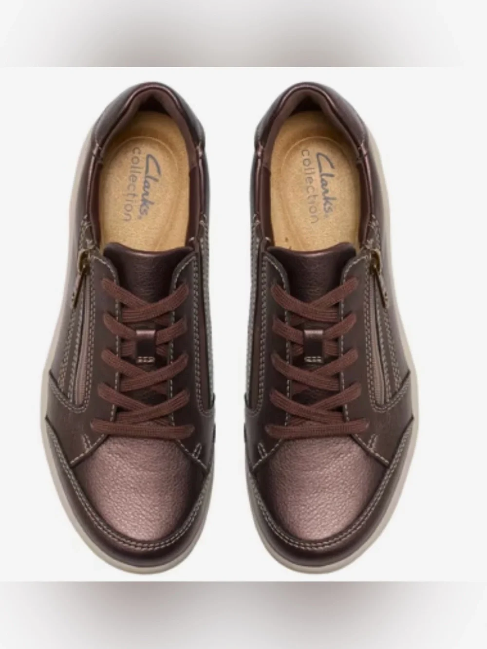 Clarks Women’s Metallic Bronze Low-Top Sneaker with Side Zip Size 8.5